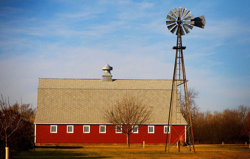 barn and windmill